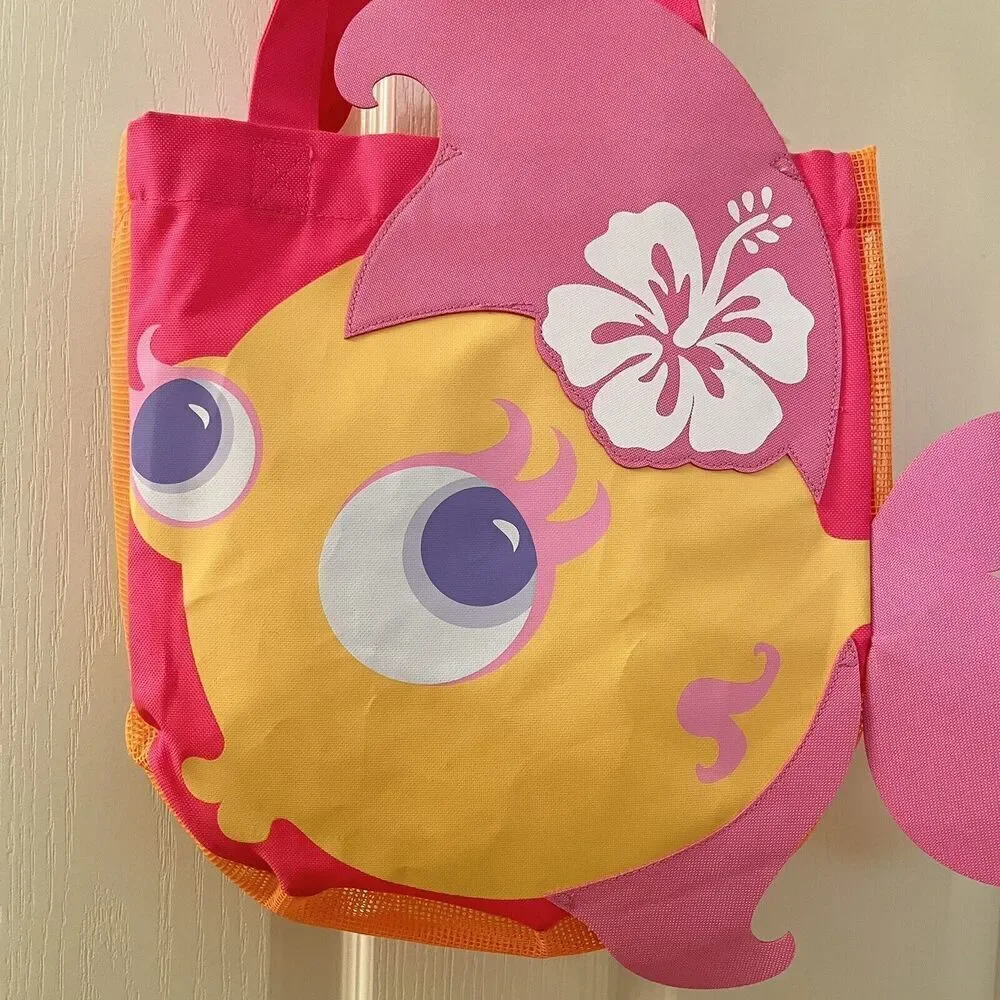 Old Navy Kids Fish Beach Swim Bag Pink Orange Tropical NWT